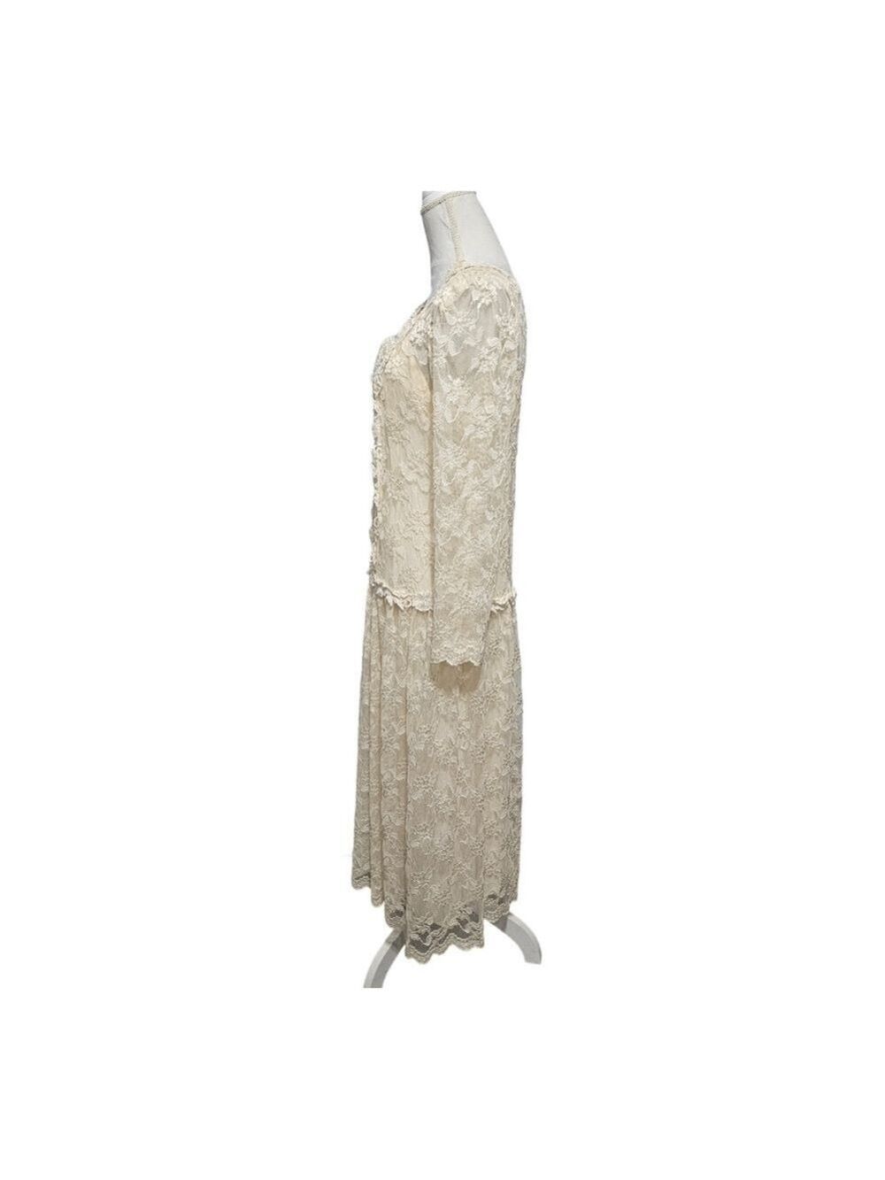 Vintage Victorian Wedding Dress READ Floral Lace Theater Cottage Bohemian - Picture 4 of 12
